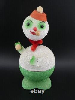 Vintage Christmas Putz Mica Cardboard Snowman Candy Container West Germany