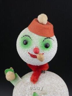 Vintage Christmas Putz Mica Cardboard Snowman Candy Container West Germany