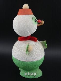 Vintage Christmas Putz Mica Cardboard Snowman Candy Container West Germany