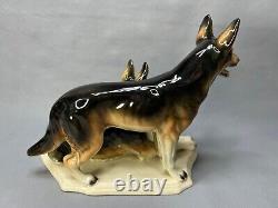 Vintage Cortendorf German Shepherd Dogs Pair Group Porcelain Figurine