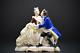 Vintage Dresden Porcelain Lace Figurine Victorian Couple Sitting On Bench Rare