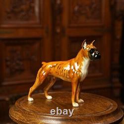 Vintage Dog Boxer Porcelain Figurine Standing Hand Paint Germany By Goebel 1968