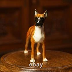 Vintage Dog Boxer Porcelain Figurine Standing Hand Paint Germany By Goebel 1968
