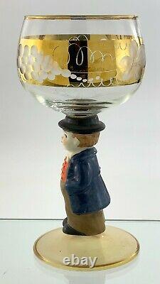 Vintage Dolly Dingle Goebel Wine Glass Stem German Hand Painted Stemware U925