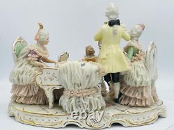 Vintage Dresden Art Musician Porcelain Figurine W R Mark Wilhem Rittirsh Factory