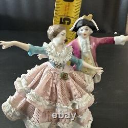 Vintage Dresden Dancing Couple Lace Figure