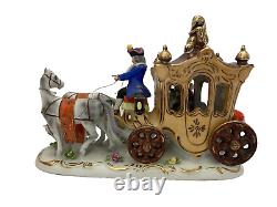 Vintage Dresden Figurine Cinderella Horse-Drawn Carriage Driver, Passenger, 6065