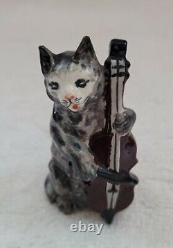 Vintage Dresden Germany 4 Pc. Musician Cat Band Playing Instruments Conductor