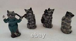 Vintage Dresden Germany 4 Pc. Musician Cat Band Playing Instruments Conductor