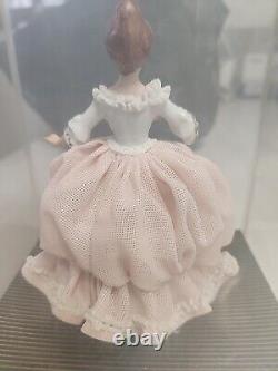 Vintage Dresden Germany Lady In Pink Gown Figurine 6 Never Out Of Box