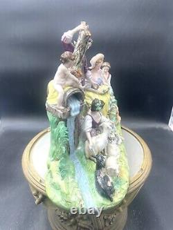 Vintage Dresden Germany Sheibe Porcelain LARGE Pastoral Scene VG