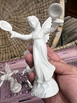 Vintage Dresden Germany White Porcelain Figurines Angels Band 4 (one chipped)