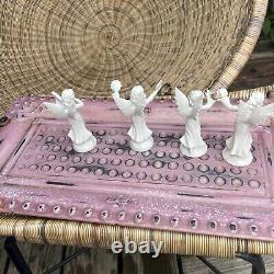 Vintage Dresden Germany White Porcelain Figurines Angels Band 4 (one chipped)