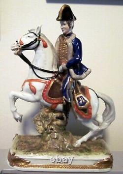 Vintage Dresden Kister Scheibe Alsbach PAJOL Mounted Soldier Horse Figurine MINT