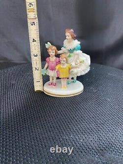 Vintage Dresden Lace Figurine Mother and Children, Made in Germany