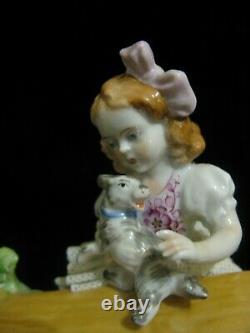 Vintage Dresden Lace SITZENDORF Porcelain Figurine Girls on Seesaw