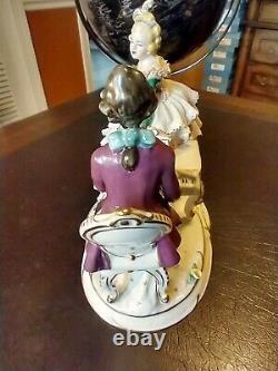 Vintage Dresden Man Playing Piano with Woman Porcelain Figurine Germany EX Cond