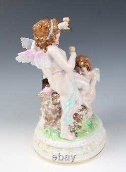 Vintage Dresden Porcelain Cherub & Wine Group Figurine Thieme or Tielsch German