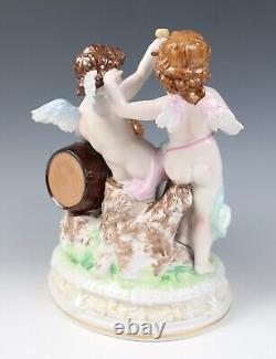 Vintage Dresden Porcelain Cherub & Wine Group Figurine Thieme or Tielsch German