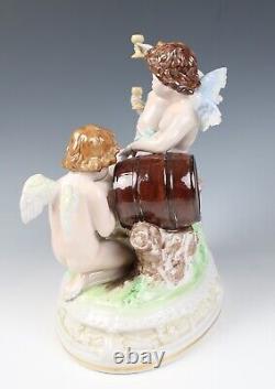 Vintage Dresden Porcelain Cherub & Wine Group Figurine Thieme or Tielsch German