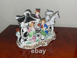 Vintage ESTATE Hand-Painted Porcelain Horse Carriage Figure Made in Germany