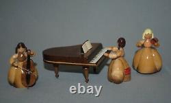 Vintage Erzgebirge Germany Musical Trio Pianist Violinist Cellist Piano Figurine