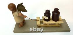 Vintage Erzgebirge RICHARD GLASSER Older Baker Angel Pulling Cart EUC Putz