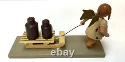 Vintage Erzgebirge RICHARD GLASSER Older Baker Angel Pulling Cart EUC Putz