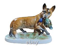 Vintage Fasold & Stauch German Porcelain Figurine Figure Fox Duck Hunting