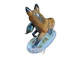 Vintage Fasold & Stauch German Porcelain Figurine Figure Fox Duck Hunting