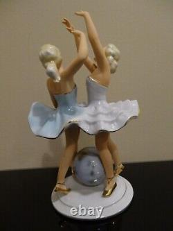 Vintage Fasold and Stauch Two Ballerina with Globe figurine. Germany