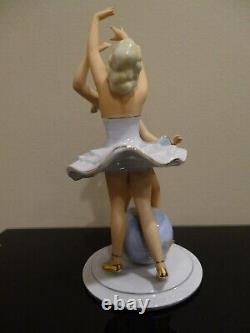 Vintage Fasold and Stauch Two Ballerina with Globe figurine. Germany