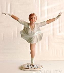 Vintage Figure Skater Lady Wallendorf Germany Porcelain Sculpture Statue Rare 20