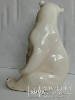 Vintage Figurine Bear Polar Lippelsdorf Porcelain Statue German GDR Rare Old 20c
