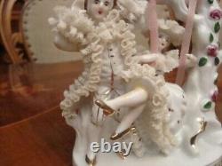 Vintage Figurine Lovers on a swing Porcelain Germany