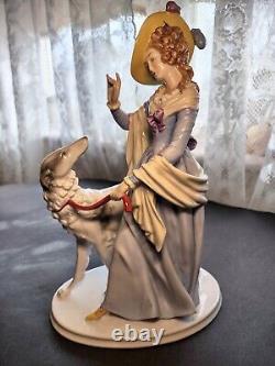 Vintage Figurine Rosenthal Germany Porcelain Elegant Lady With Her Borzoi Dog