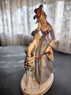 Vintage Figurine Rosenthal Germany Porcelain Elegant Lady With Her Borzoi Dog