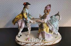 Vintage Figurine Sitzendorf porcelain germany Romantic Dresden Lady Gentleman