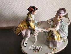 Vintage Figurine Sitzendorf porcelain germany Romantic Dresden Lady Gentleman