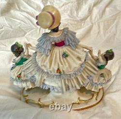 Vintage Frankenthal Dresden Art Lace Lady with children Figurine Made in Germany