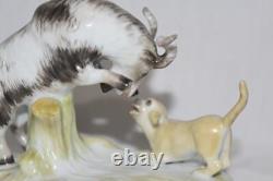 Vintage Furstenberg Germany Ram and Dog Figurine