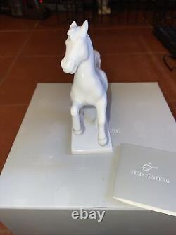 Vintage Fürstenberg Germany White Porcelain Horse Figurine With Box