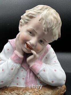 Vintage Gebruder Heubach-German Bisque-Piano Baby Young Child/Boy Bust 7