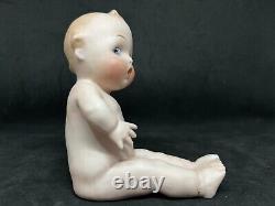Vintage Gebruder Heubach-German Porcelain Bisque-Sitting Nude Piano Baby 5