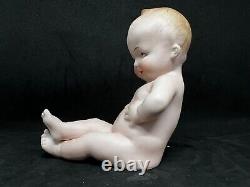 Vintage Gebruder Heubach-German Porcelain Bisque-Sitting Nude Piano Baby 5 #2
