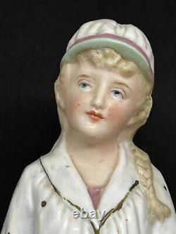 Vintage Gebruder Heubach-German Porcelain Bisque-Young Boy & Girl Playing Tennis