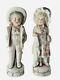 Vintage German Bisque Boy And Girl Figurines Pink Tones Large 15 Lot Set Of 2