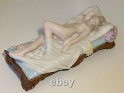 Vintage German Bisque Piano Doll Reclining Nude with Markings -Perfect Condition