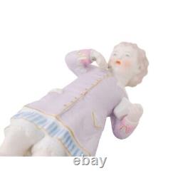 Vintage German Bisque Porcelain Figurine Boy With Spoon & Cup Hand-Painted 8