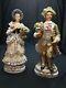 Vintage German Bisque Porcelain Figurines Pair 10.25